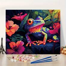 Uso artístico profesional, 1 pza. Rana colorida en la jungla - Kit de pintura digital DIY para principiantes - 40.64x50.8 cm - Sin marco - Adecuado para estudiantes de arte - Kit de pintura digital DIY - Pinturas profesionales - Pintar por números - Set de arte manual - Pintar por números - Pintura - Sin marco - Ver 2