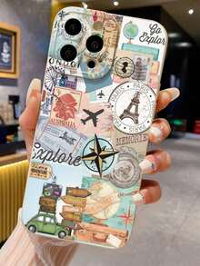 Funda de teléfono ligera a prueba de golpes con estampado de mapa y avión compatible con I 16 16/11/16pro/ 16plus/18promax/160e/15Promax/13/14XXS/XR/7G/8P, Galaxy 11/12Pro/12/12X/13Pro/14Pro/15pro / X3pro, Redmi 10/9/Note9/12c/Nota11pro, teléfonos móviles, bolsas, accesorios para móviles, fundas para teléfonos, decoración de habitaciones, accesorios, fundas transparentes para teléfonos, verano, correas para teléfonos, fundas para teléfonos de hombre, fundas negras para teléfonos, fundas rosas para teléfonos, funda para móvil para hombre, funda para móvil para mujer, protección para teléfonos móviles, accesorios de playa, regalos de fresa, fundas protectoras para tel - Estilo (1 pieza) - Ver 7