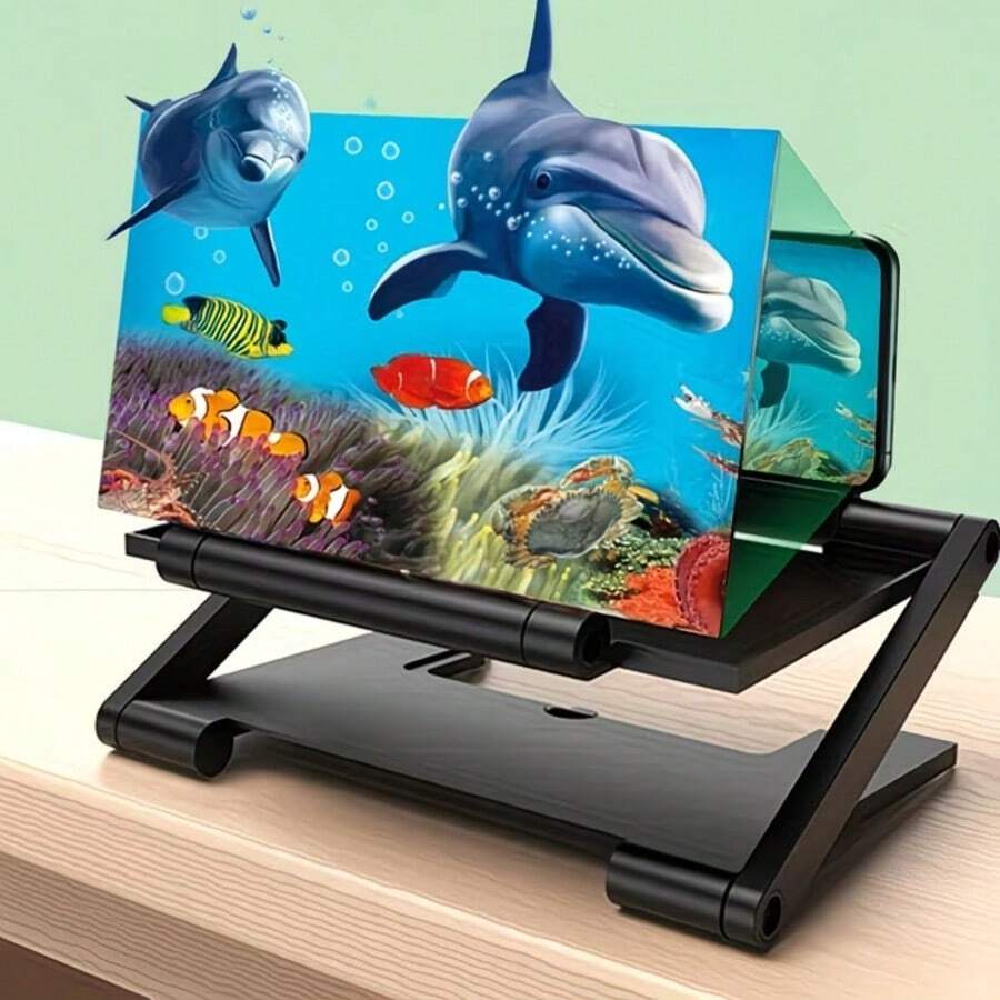 Magnificador de pantalla de teléfono móvil con estilo de cajón de 12 pulgadas - Magnificación de video de alta definición - Soporte de teléfono ahorra espacio para uso en la oficina y el hogar - A - Ver 1
