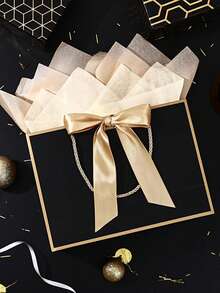 4pcs/Set Black Gift Bag Set, Including 1 Gift Bag, 1 Wrapping Paper, 1 Bow Tie, And 1 Card, 3 Sizes With Ribbons, Suitable For Gift Packaging For Weddings, Birthdays, Parties, Thanksgiving, Anniversaries And Other Occasions - Multicolor - View 9