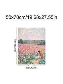1幅现代粉彩野花油画印刷品，花卉风景墙画，金毛犬艺术画，腊肠犬海报，节日礼物，送给朋友的理想礼物，卧室艺术印刷品，客厅装饰，办公室装饰，厨房装饰，浴室装饰，墙面艺术，墙面装饰，家居装饰，房间装饰，帆布墙画，海报，带框墙画，可选画框 - A - 查看 20