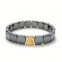 Pulsera de ágata negra con diseño minimalista de birrete de graduación, brazalete elástico para hombres, regalo conmemorativo de graduación - Multicolor - Ver 8