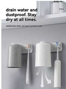 Multifunctional Magnetic Toothbrush Holder, Toothbrush Rack With Rinse Cup, Plastic Bathroom Organizer Set, Suitable For Home, Bathroom, Dorm - Multicolor - View 10