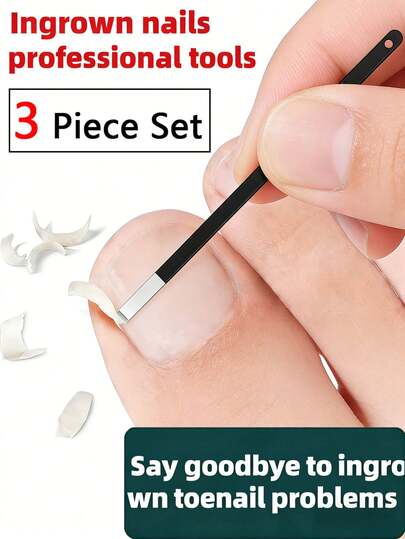 3件套嵌甲矫正工具套装 - 超薄角质层钳，指甲修剪辅助工具，男女通用，居家及美甲沙龙必备足部护理工具，情人节、斋月、返校季好礼