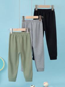 3pcs/Pack Celana Jogging Kasual Anak, Celana Panjang Tipis Selutut untuk Pemakaian Sehari-hari, Cocok untuk Anak Laki-laki Usia 3-12 Tahun, Musim Semi/Panas - MultiWarna - View 2