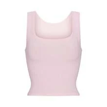 SKIMS Cotton Rib Tank | Ribbed Jersey Vest, Body-Hugging Stretch Cotton Cami For Everyday Lounge & Layering - Cherry Blossom - 查看 1