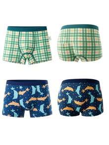 8pcs/Pack Kids Boys Underwears, Fashion Students Boxer Briefs, Cute Cartoon Print Boys Underpants - 彩色 - 查看 2