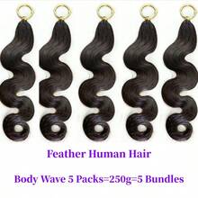 ZHENDEFA Body Wave Crochet Human Hair Knotless Pre-Separated Braid Virgin Human Hair With String Pre-Looped Reusable Feather Crochet Hair Extensions - SNatural - View 17
