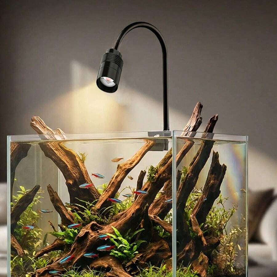 3W South American Aquarium Spotlight, 3-Color Adjustable, Cyclic Timer, Adjustable Focus LED Fish Tank Light, Aquarium Decor Lighting - 查看 1