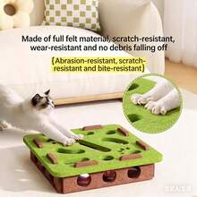 Đồ chơi tự giải trí cho mèo, hộp đồ chơi mê cung bằng nỉ có chuông và bóng, đồ chơi trí tuệ cho mèo con và mèo trưởng thành. - Màu trắng lạc đà - Xem 2