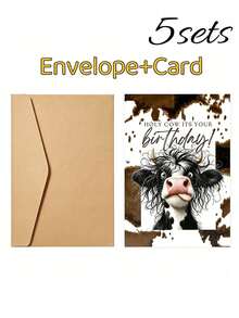 1PC Funny Cow Birthday Greeting Card With Envelope, Cute Holy Cow It's Your Birthday Card For Men Women, Envelope+Letter 1 Set, High-Quality Paper Greeting Card, Retro Kraft Paper Self Adhesive Envelope Handwritten Blank Card, Humorous Animal Birthday Note Card For Friends Family Partners, Unique Birthday Gift Card For Birthday Party, Celebration, Gifting, Missing - A - View 13