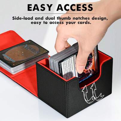 Hộp đựng thẻ bằng da có nam châm, chứa được hơn 120 thẻ đơn, phù hợp cho các trò chơi thẻ bài sưu tầm, thẻ Commander, TCG, CCG và các trò chơi thẻ bài khác.