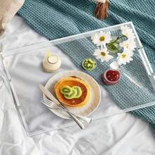 1pc Acrylic Transparent Tray, Suitable For Holding Items, Anti-Spill Bathroom Tray, Decorative Tray, Storage Rack, Applicable For Coffee Table, Countertop, Appetizers, Breakfast Utensil Cabinet, Etc. - Clear - View 4