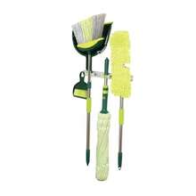 Sisi Home Textile Broom And Mop Cleaning Set - All-In-One Floor Cleaning Kit With Angled Broom And Dustpan Twist And Microfiber Mops Mini Dustpan With Brush And Wall Mount Storage Rack - 7 Pieces - Green - View 2