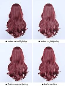 28 Inch Raspberry Color Long Curly Wig (Heat Resistant) - Hip Length Wavy Hairstyle, Fashionable And Sweet Full Head Wig - Multicolor - View 8