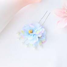 波西米亚风花朵珍珠发夹，新娘婚礼头饰，适合度假/旅行 - 彩色 - 查看 14