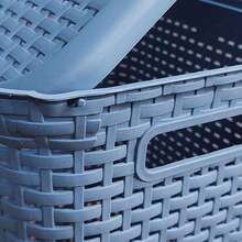 Dirty Clothes Organizer Basket With Plastic Lid - Blue - View 3