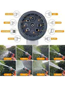 1pc High-Pressure Garden Water Gun With Adjustable Nozzle, Multi-Purpose Garden Watering + Car Washing + Yard Cleaning, Durable, Lightweight Design, Orange And Black Ergonomic Non-Slip Grip, Universal Threaded Interface, Easy Installation, - A - View 9