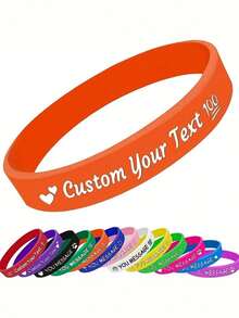1/5/10Pcs Custom Bracelets Adjustable Personalized Wristbands Bulk Customizable For Party Favors, Birthdays, Halloween, Christmas, Wedding, Awareness, Company Events, Motivation, Promotions - Multicolor - View 3