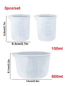 3个/34个硅胶树脂搅拌杯，600毫升/20盎司碗，100毫升加厚可重复使用硅胶杯， - Silicone mold kits - 查看 6
