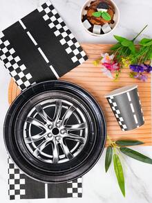 1 Set de platos, servilletas y vasos desechables con forma de rueda de coche, sirve para 24 invitados, adecuado para cumpleaños, bodas, fiestas, picnics familiares - Estilo 2 - Ver 4