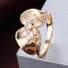 1pc Refreshing Blooming Flower Shaped Design Cubic Zirconia Inlaid Fashion Ring, Casual Gift For Women - Multicolor - View 4