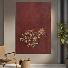 1 pieza de arte de lienzo abstracto de árbol dorado hecho a mano - Decoración de pared moderna con textura de aceite pop, fondo rojo original del 100%, adorno estético de lujo para el hogar, regalo para la familia, gran arte de pared - Enmarcado - Ver 5