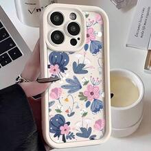 1 pieza Hoja azul y flor rosa con hoja punteada, flor pequeña azul y blanca, planta creativa personalizada, pequeña flor, pequeña hierba minimalista con diseño de relieve pintado innovador para mujeres, marco de lente blanco mate con diseño escalonado, protección total, anti-caída, estuche suave, adecuado para /HONOR/Apple/TRANSSION/MOTO/ Funda de teléfono,mobile phones, bags, mobile accessories, phone cases, room decoration, accessories, transparent phone cases, summer, phone straps, men's phone cases, black phone cases, pink phone cases, mobile case for men, mobile case for women, mobile phone protection, beach accessories, strawberry treats, phone protection covers. - Estilo (1 pieza) - Ver 5