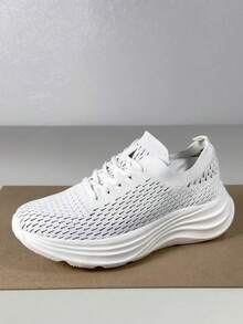 Women's Minimalist, Lightweight & Breathable Lace-Up Casual Sports Sneakers, Running Shoes - White - View 1