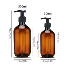 Garrafas com Bomba de Plástico Espessado Âmbar de 500ml / 300ml com Pescoço Longo, Recarregáveis para Shampoo, Sabonete Líquido e Condicionador; Potes de Plástico Recarregáveis de Boca Larga de 140ml / 100ml, Adequados para Sal de Banho, Loção Corporal e Creme de Massagem/Potes de Plástico - Castanho - Visão 11