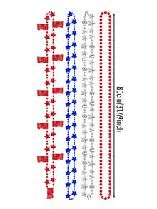 8pcs-4th Of July Necklace Accessories, Decorative Necklace For The Independence Day Celebration, A Prop For Queueing And Taking Photos On Independence Day. Beaded Necklace, Patriotic Independence Day Red, Blue And White Necklace, Decorative Pendant For American Hats And Flags, Independence Day Red, Blue And White Star American Flag Necklace. Suitable As A Gift For Friends, Family And Soldiers At Independence Day Parties. - Multicolor - View 8