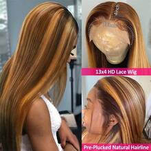 Tóc giả ren kiểu bob ombre màu vàng mật ong MECRY 12 inch 13x4, tóc thẳng, tóc thật. Tóc giả ngắn kiểu bob với phần tóc mái dày 180%, loại 12A. Không cần keo dán, đã được tỉa sẵn và có highlight baly, kiểu tóc cơ bản dành cho nữ. - SP4/27 - Xem 9
