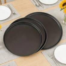 1 Khay nướng pizza chống dính 9/11/12 inch bằng thép carbon, khay nướng pizza tròn nông, dụng cụ nướng bánh - màu đen - Xem 4