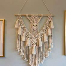 1pc Bohemian Style Butterfly Lace Macrame Wall Hanging, Handwoven Tassel Leaf Swaying Wall Tapestry Decoration - Multicolor - View 9