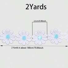 Dây ruy băng ren thêu hoa cúc màu cam, dài 25mm, dài 2 thước Anh, dùng làm đồ thủ công may vá DIY. - trắng - Xem 14