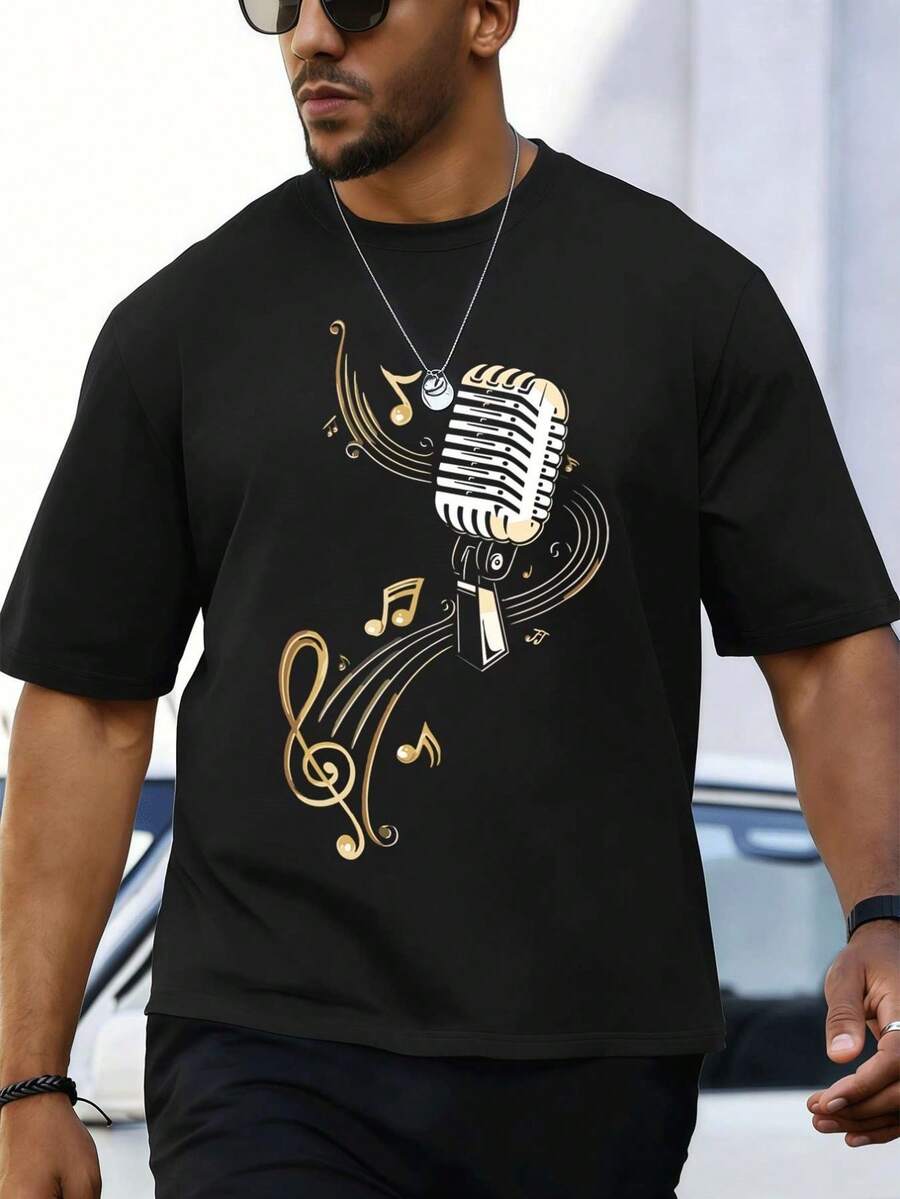 Men Plus Size T-Shirts - Black - View 1