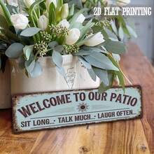 1pc Welcome To Our Patio Metal Sign, Decorative Metal Wall Art, Suitable For Home, Patio, Porch, Farmhouse, Indoor And Outdoor Use, Size: 4" X 16" - Multicolor - View 4