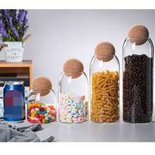 צנצנת כדור עגולה אטומה מזכוכית לפולי קפה, מיכל אחסון למטבח עם מכסה לדגנים ותה, בקבוק זכוכית - צנצנת אחסון - ראה 2