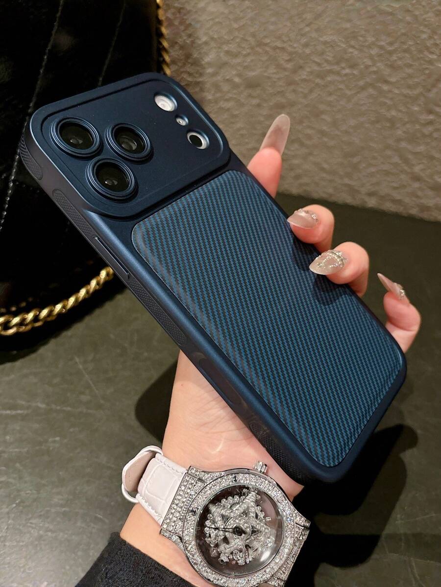 1pc Luxury Carbon Fiber Strong Magnetic Phone Case Compatible With IPhone Soft Silicone Cover
