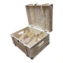 Red Hamper 6 Bottle Wooden Storage Chest Box - 1PC - 查看 3