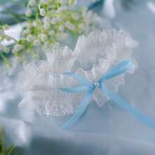 EVERDINAH 1PC Elegant White Lace Bridal Garter With Bowknot, Sexy Elastic Thigh Band, Something Blue Wedding Accessory For Bride Bridesmaid Bridal Shower Gift,Summer,Jewellery,Festival,Classy - White - View 7