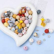 15pcs Animal Silicone Bead Set, Colorful 3D Raccoon/Owl/Wolf/Squirrel Shaped Beads With Printed Round Beads, Suitable For Animal Lovers DIY Jewelry Making Bracelets Necklaces Keychains Phone Charms And Craft Projects - Multicolor - View 4