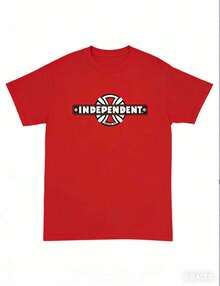 Independent Trucks Retro 90s Skateboard Graphic T-Shirt - White Crew Neck Tee With Black & Brown Emblem Print,Washable For Men, Teens, Skate Culture - 紅色 - 查看 1