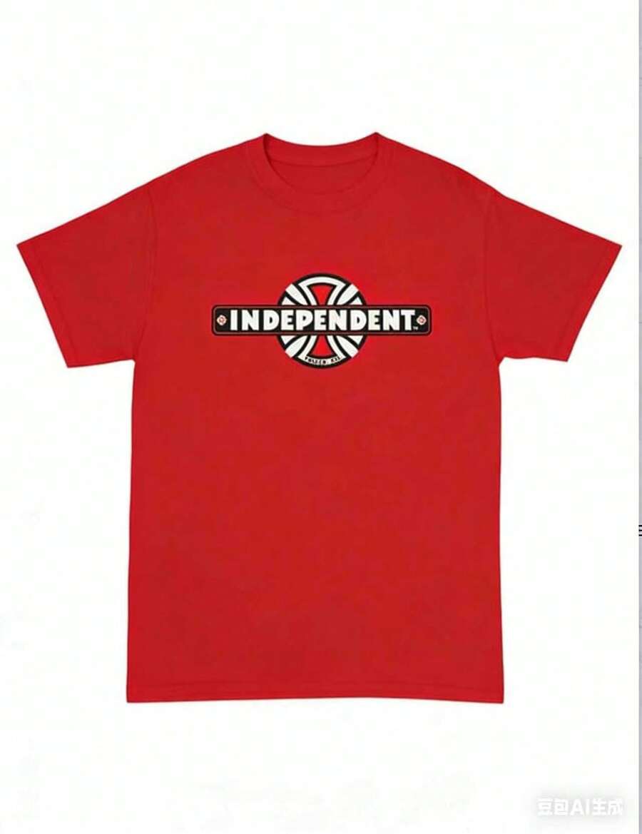 Independent Trucks Retro 90s Skateboard Graphic T-Shirt - White Crew Neck Tee With Black & Brown Emblem Print,Washable For Men, Teens, Skate Culture - 紅色 - 查看 1