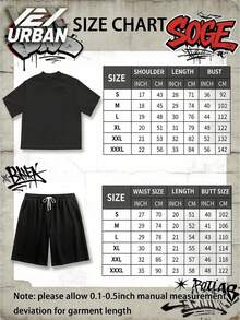 VEXURBAN Best Selling 2026, Men's Suit, Featuring A Casual Street Loose Multifunctional Crew Neck Cotton Short-Sleeve Top And Cotton ShortsWith Vintage Colorful Illustration Print, Fashionable For Daily Wear, Suitable For Everyday Wear. - Xám - Xem 4