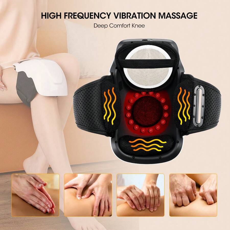 Hailicare Wireless Heated Knee Massager, Constant Temperature Heating, Vibration Massage, Red Light Therapy For Knee Joint - White - View 1