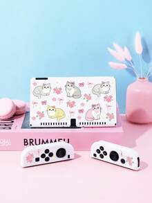 花卉蝴蝶結小貓印花 Switch/Switch 2 保護殼，相容於新 Switch 2 (2025)/Switch NS/Switch OLED/Lite，相容於 Switch 主機配件，全套組，含收納袋、卡槽底座蓋、遊戲卡盒、Switch 保護套，送給 Switch 玩家的最佳禮物 - 彩色 - 查看 16