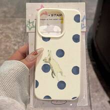 1 chiếc ốp lưng điện thoại TPU họa tiết chấm bi xanh hình mèo, tương thích với iPhone 17 Pro Max/17/16 Pro Max/15/13/12/11, S20 FE/A15/S24/A55, Note 11/Note 12/Note 13 Pro, ốp lưng bảo vệ toàn diện chống rơi vỡ, mềm mại. - trắng - Xem 1