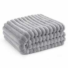 Casa Laura Enxovais Double Bed Blanket, Soft, Hypoallergenic, 2.00x1.80m, High Relief, Ribbed, Super Soft - 灰色 - 查看 2