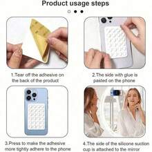 6pcs/24pcs Single-Sided Silicone Suction Cup Stickers, Portable Movable Phone Holder Stand, Square Universal Phone Suction Cup With Super Sticky Silicone Non-Slip, Finger Grip For Selfie And Video, Multifunctional Phone Accessories Fit All Models - A - View 5